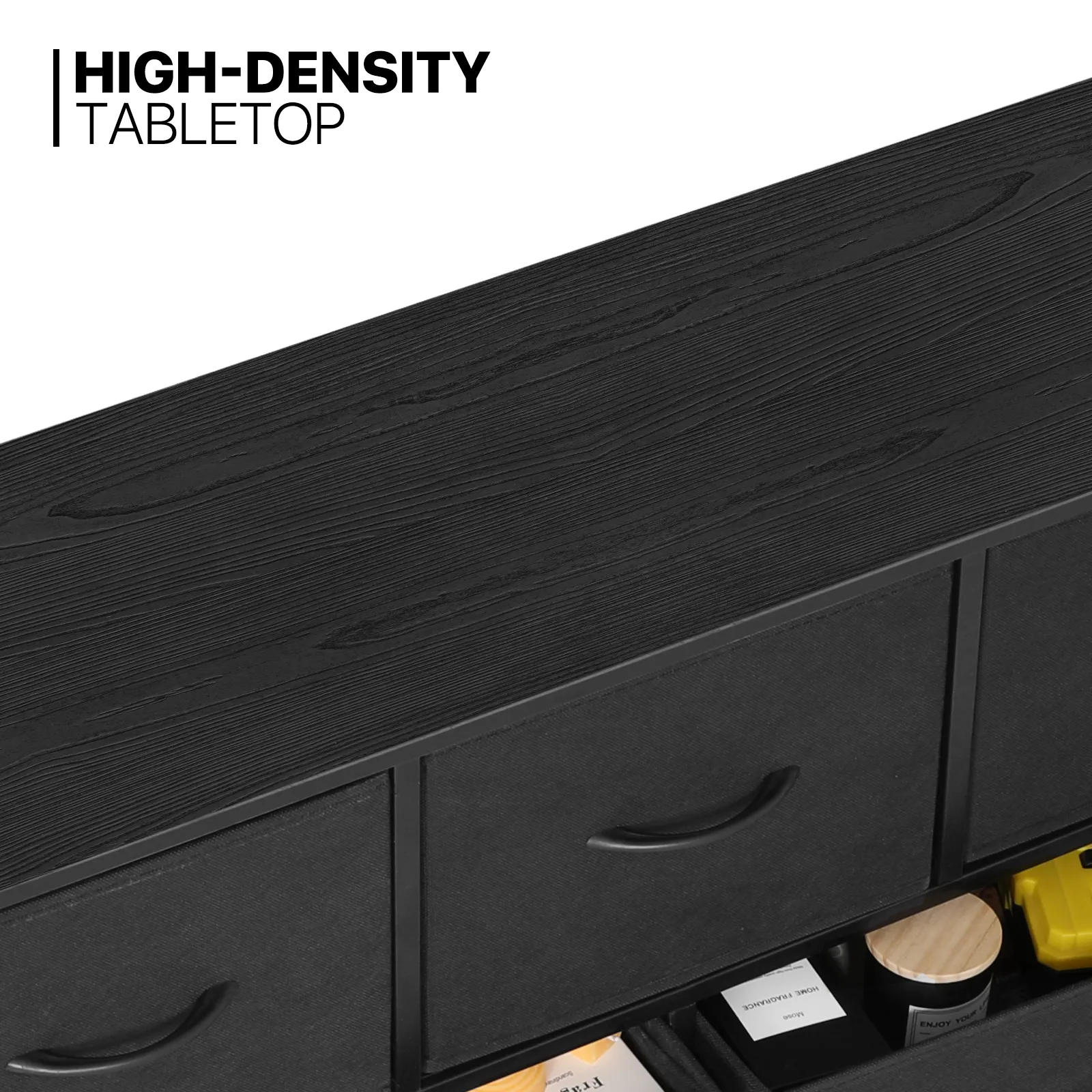 22" Height Dresser - 5 Fabric Drawer- Metal Frame - MDF Top