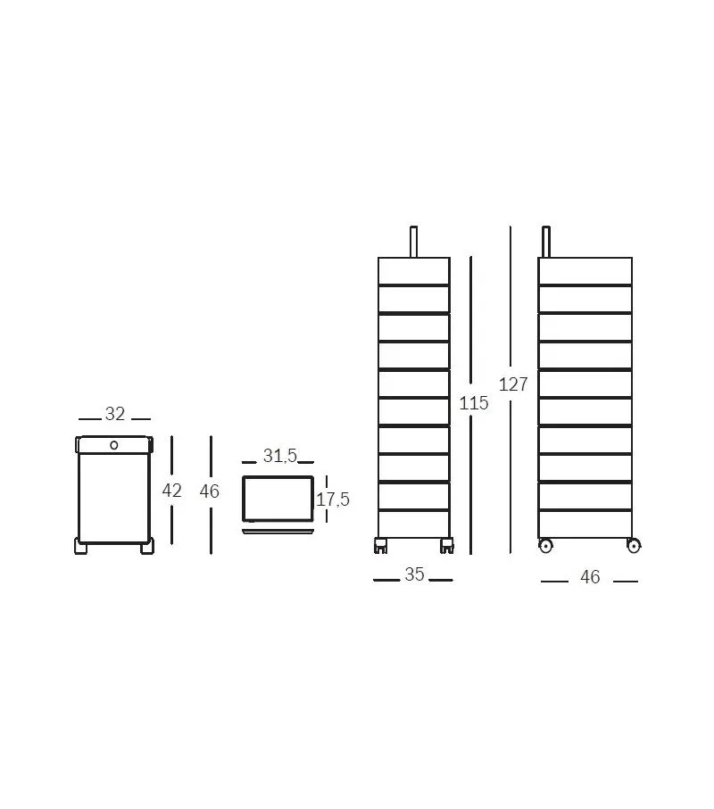 360 Drawer units on wheels (10 drawers)