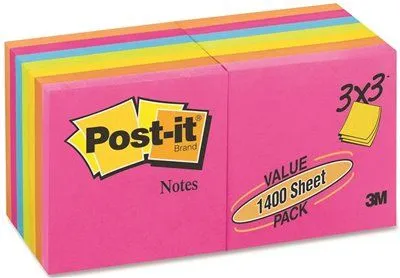 3M Original Pads In Neon Colors 3 X 3 Five Neon Colors 14 100-Sheet Pads/Pack