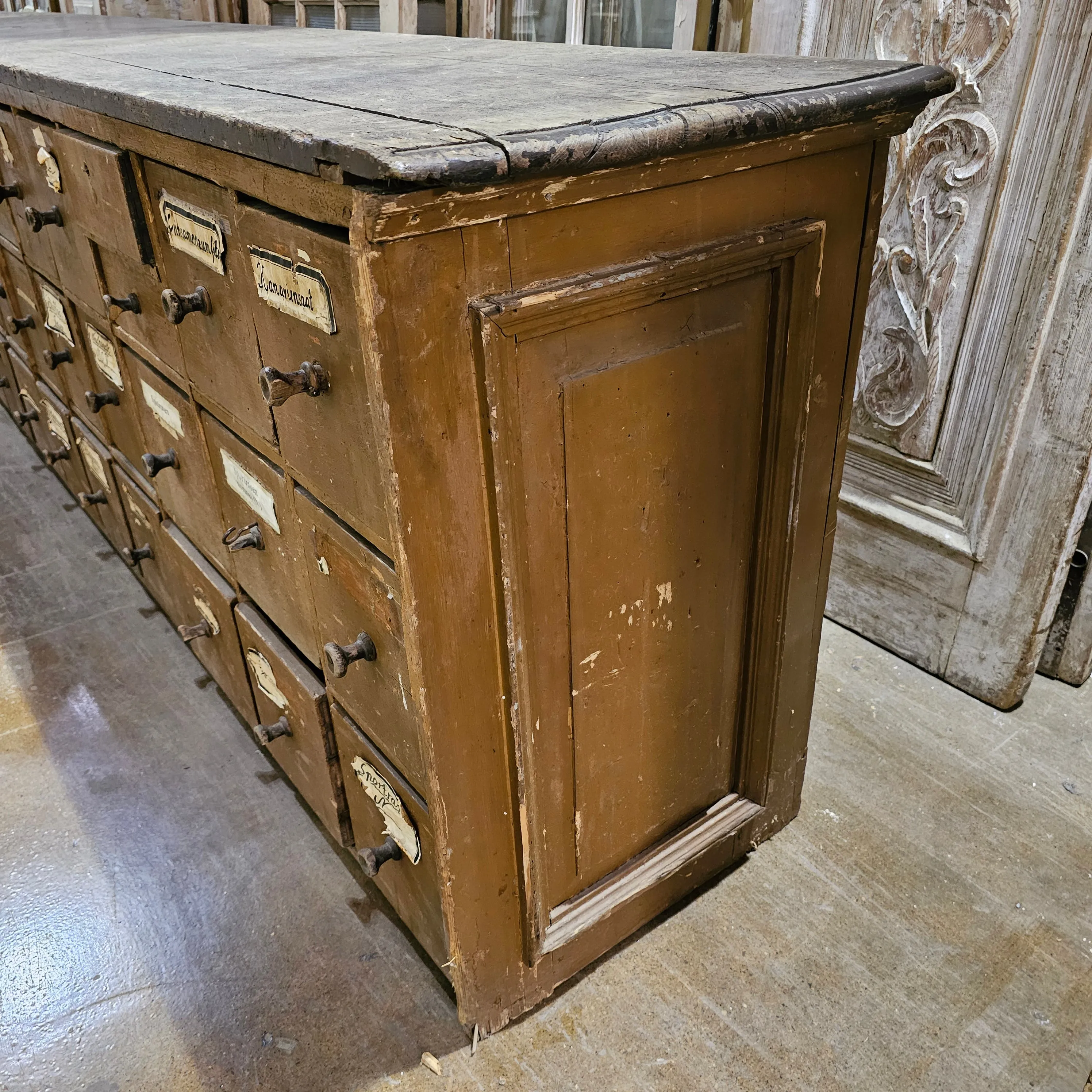 Antique 38 Drawer German Apothecary Counter/Cabinet