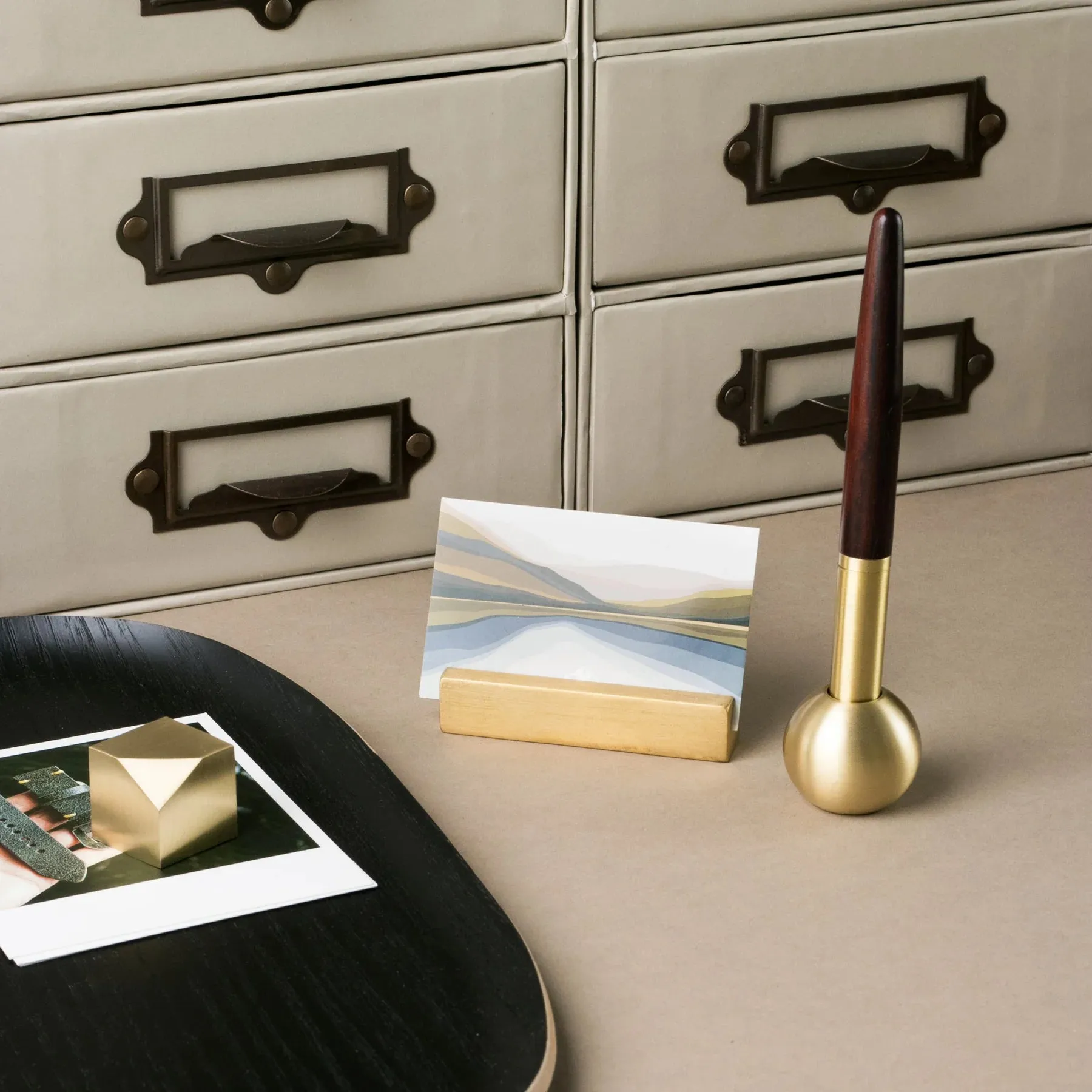 Brass Office Set - Set of 4 in Wooden Gift Box