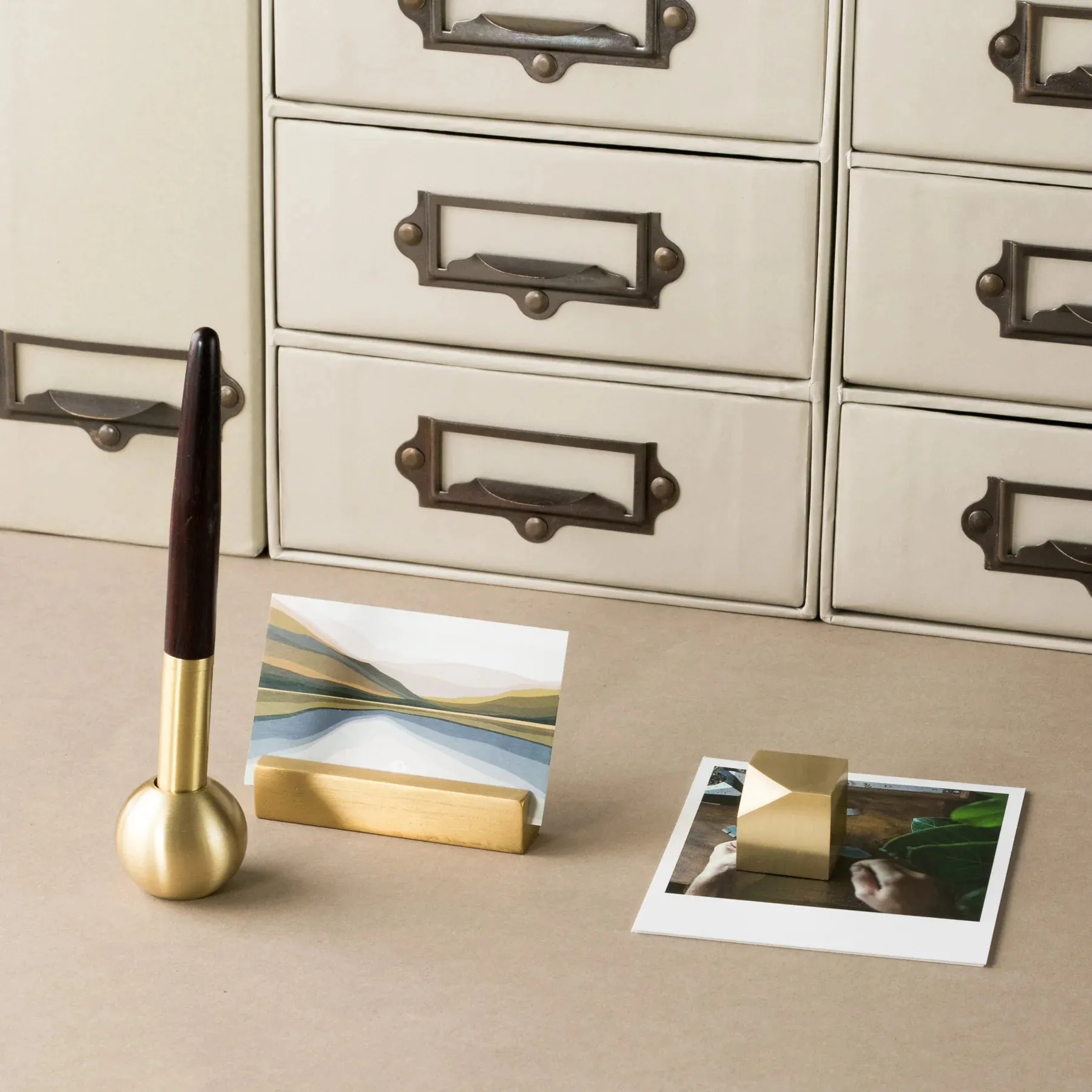 Brass Office Set - Set of 4 in Wooden Gift Box