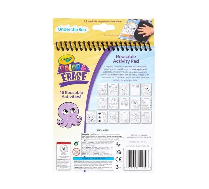 Color & Erase 16 Reusable Activity Pad With Markers Under The Sea
