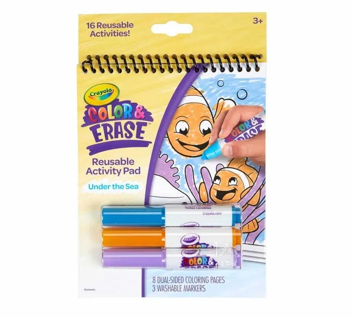 Color & Erase 16 Reusable Activity Pad With Markers Under The Sea