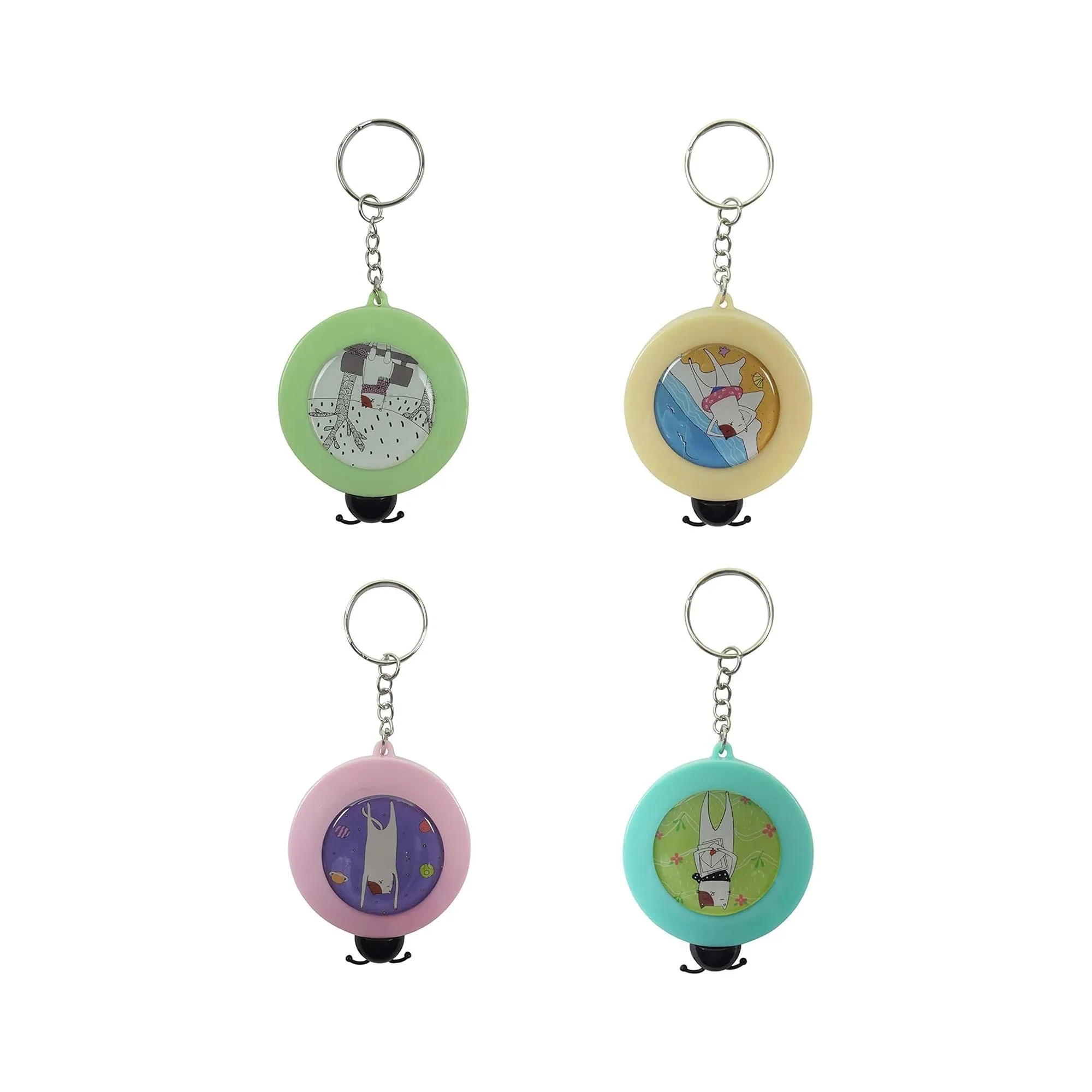 Cute Keychain Tape Measure Set - Portable and Fun Measuring Tool (Set of 4)