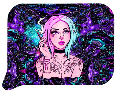 Medium Funnel Rolling Tray With 3D Lids (Trippy Angel Smoking)