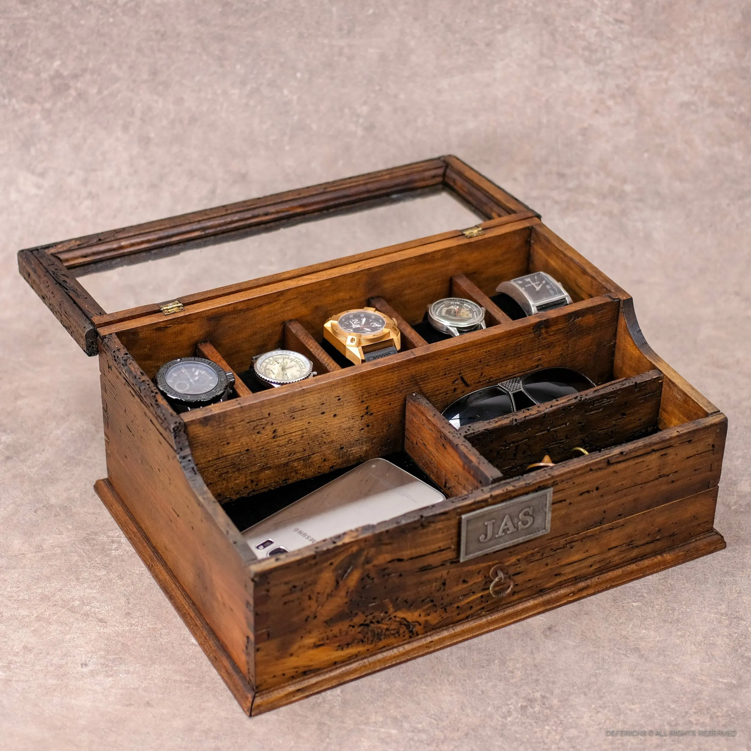 Watch Box Valet with Drawer for 5 Watches