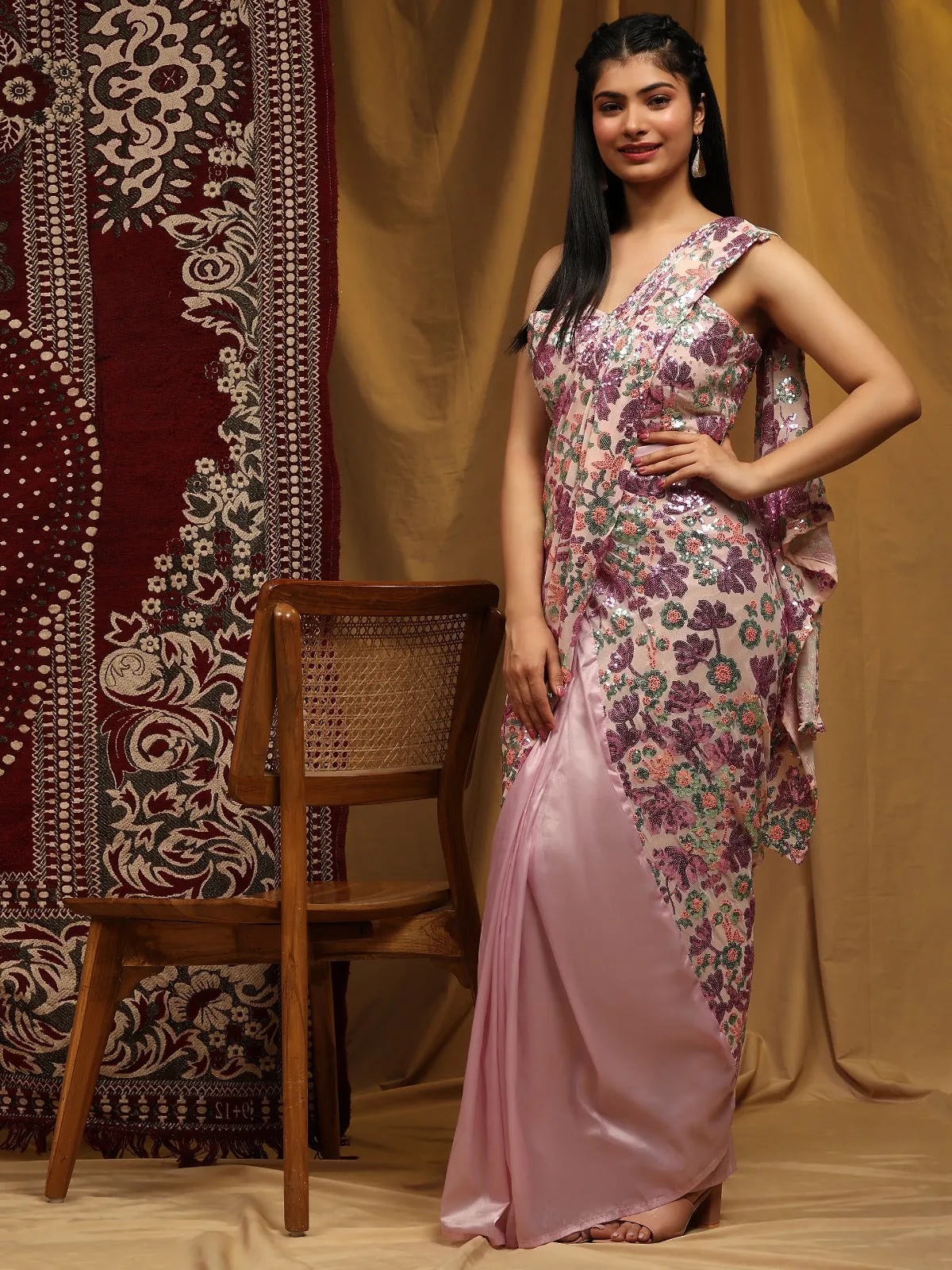 Women's Designer Party Wear Ready To Wear Sequins Sarees